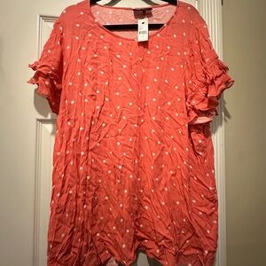 Women's Polka Dot Ruffle Sleeve Top